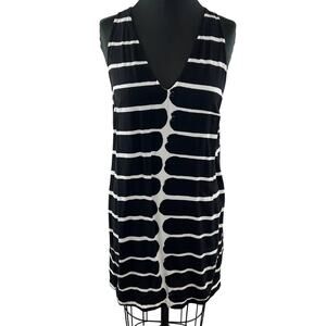 Marimekko For Target Black White Stripe Sleeveless V-Neckline Mini Tunic Dress M